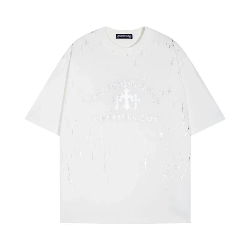 Chrome Hearts White Silver Cross Graphic Tee