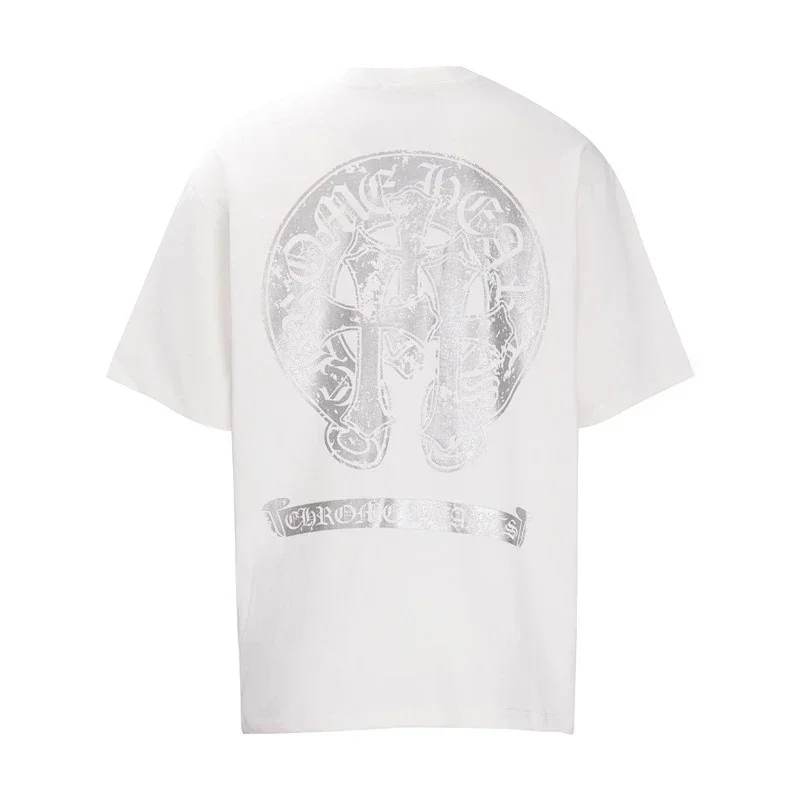 Chrome Hearts Distressed Silver Logo T-Shirt