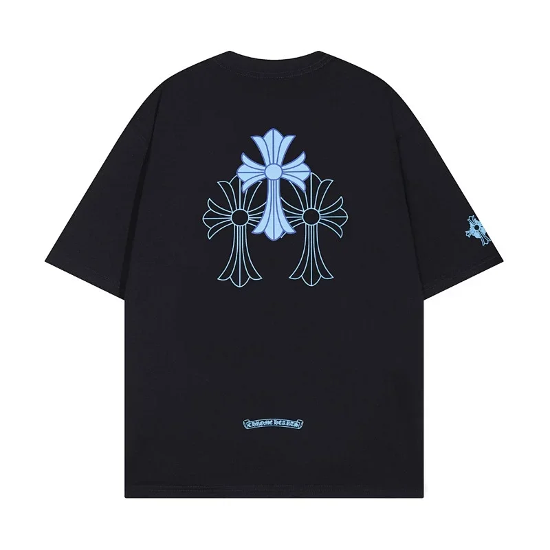Chrome Hearts T-Shirt w/ 3 Light Blue Crosses