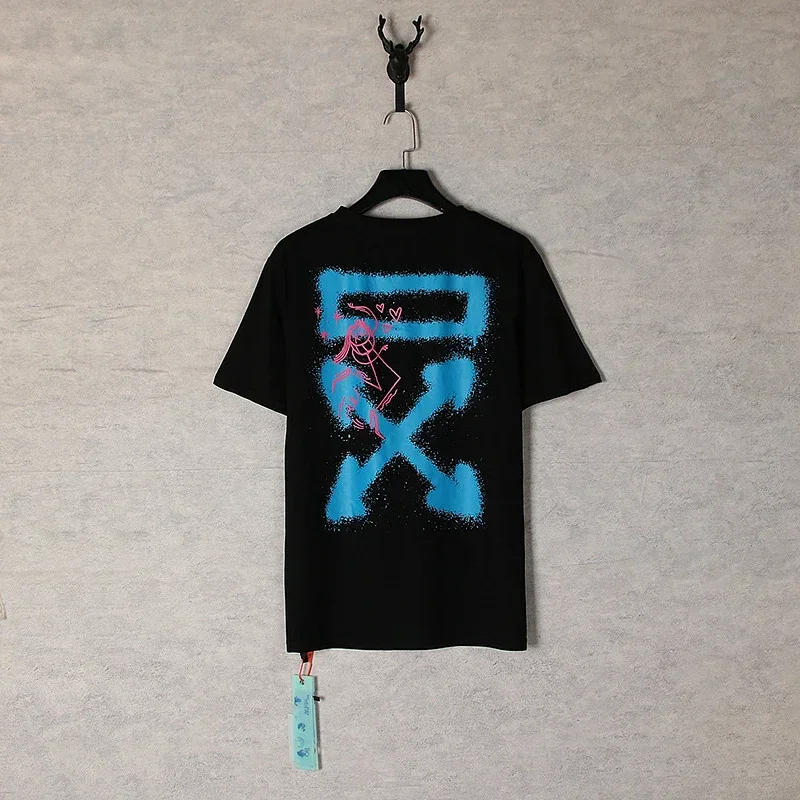 Off-White Blue Arrow & Pink Graffiti T-Shirt