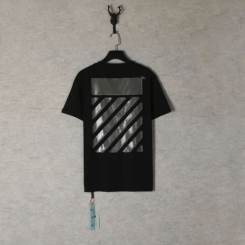 Off-White Reflective Diagonal Stripe T-Shirt