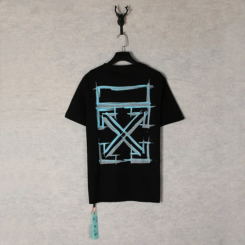 Off-White Black T-Shirt with Graffiti Arrow Back Logo