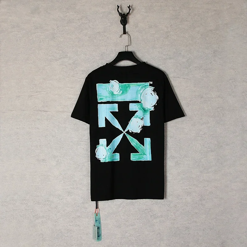 Off-White Black T-Shirt Green Blue Arrow