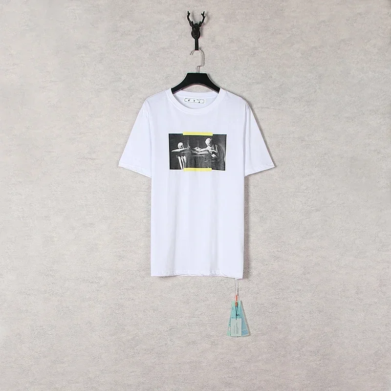 OFF-WHITE Graphic T-Shirt with Yellow Stripes