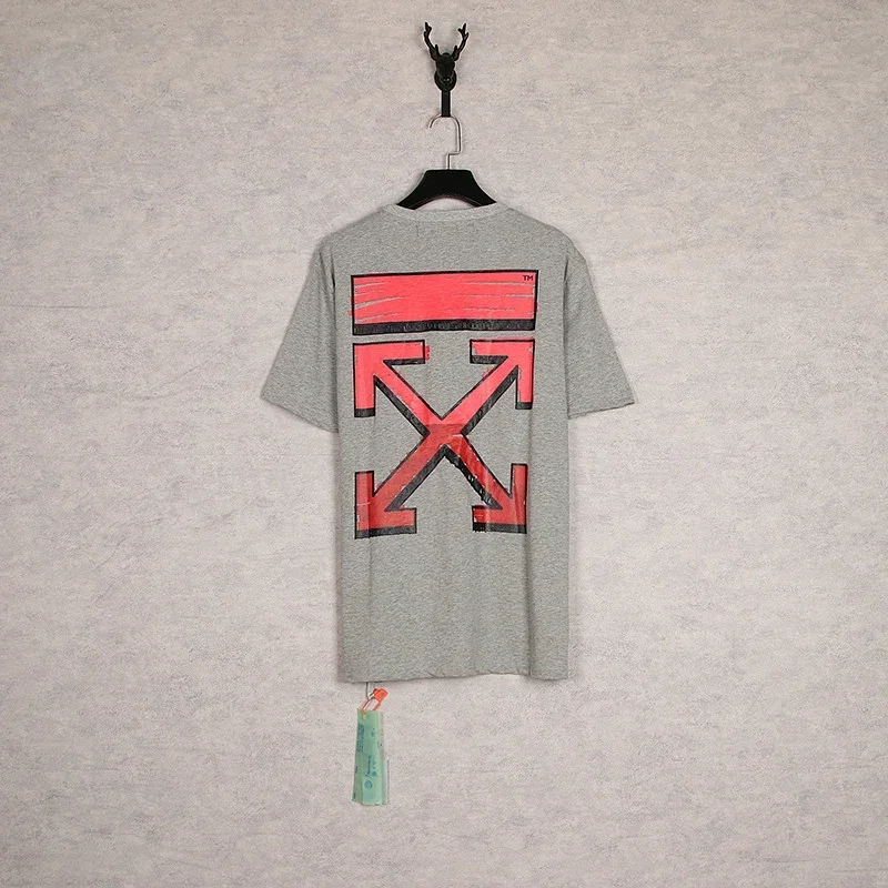 OFF-WHITE Gray T-Shirt with Red Arrow
