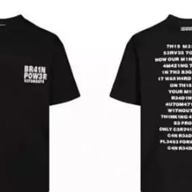 BRAIN POWER Black T-Shirt with Front & Back Text