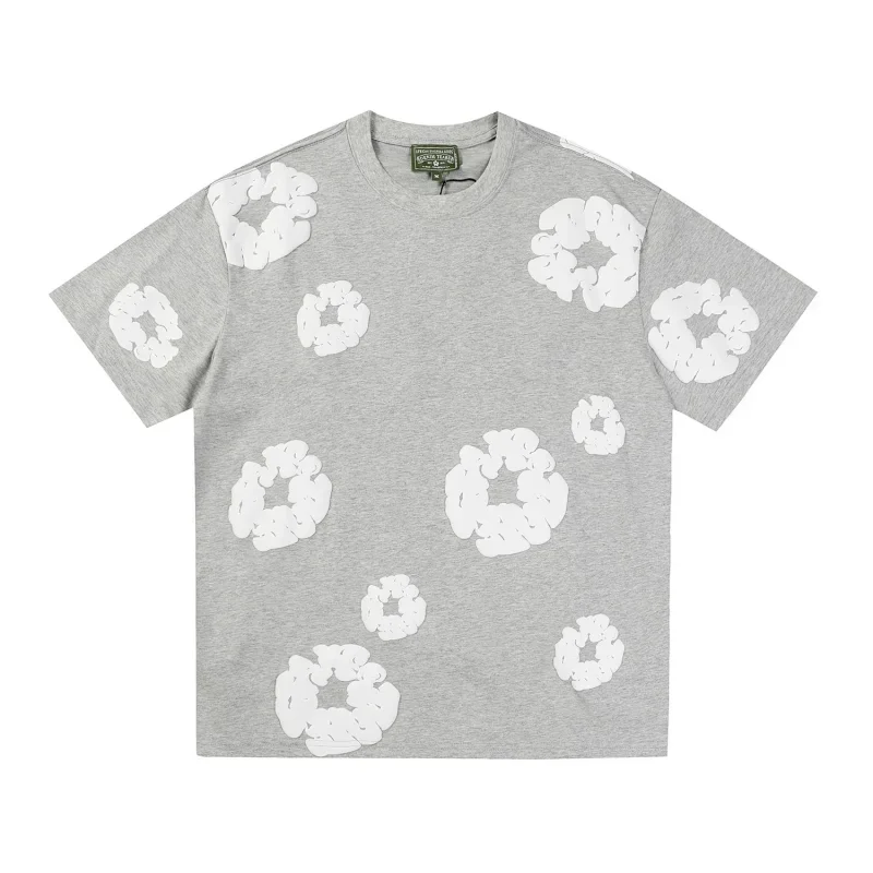 MONEY STEIN Gray Floral Print T-Shirt