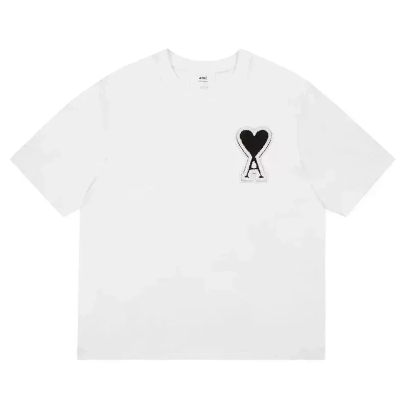 ami White T-Shirt Black Heart A Logo