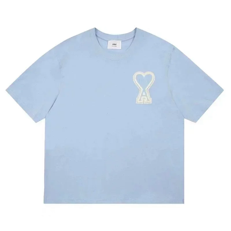 Ami Light Blue Heart A Logo T-Shirt