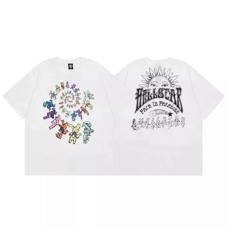 HELLSTAR White T-Shirt with Cartoon Spiral Sun Back