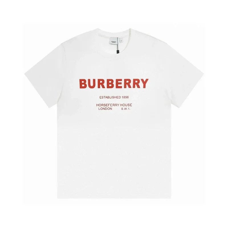 Burberry White T-Shirt with Red Logo