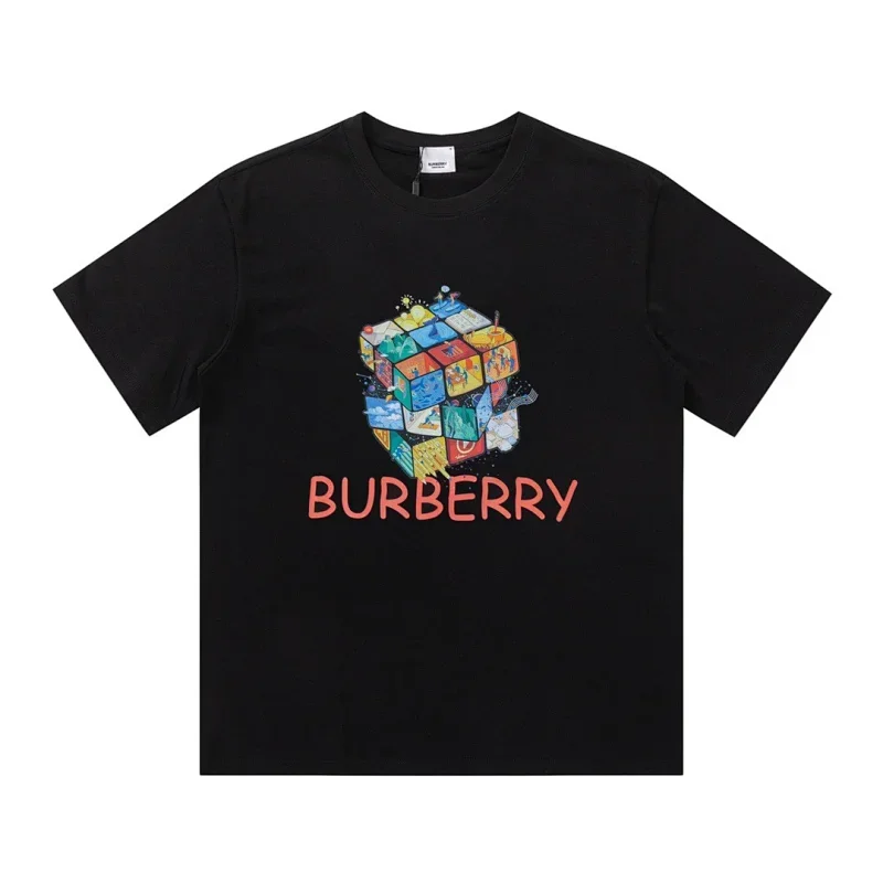 Burberry Black T-Shirt with Colorful Cube Graphic