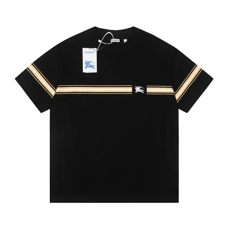Burberry Black T-Shirt with Gold Stripes