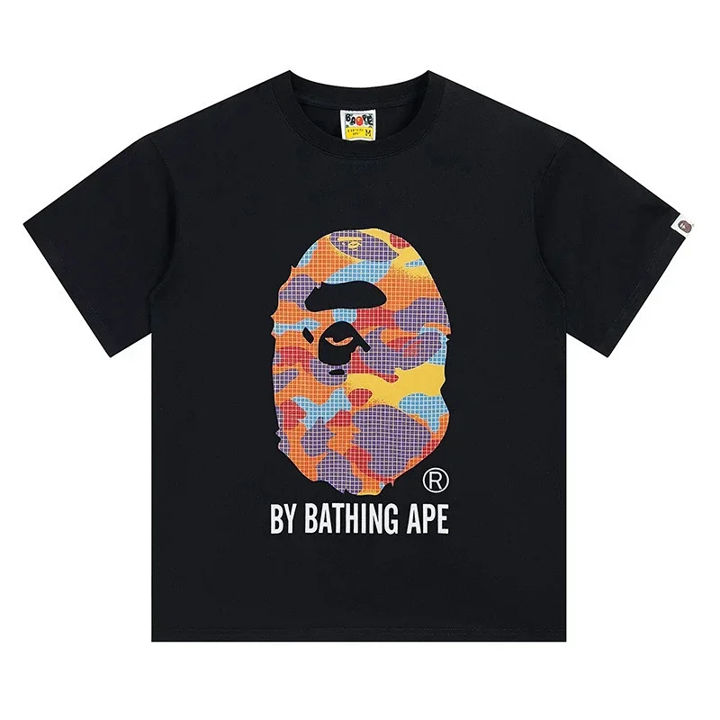 BAPE Black T-Shirt with Colorful Ape Head Graphic