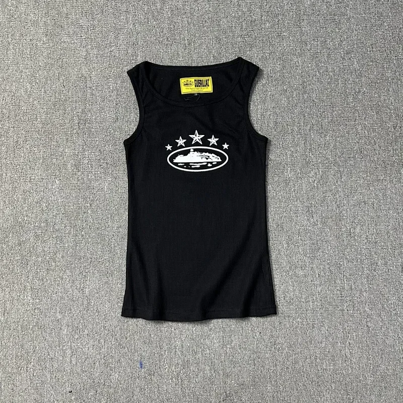 HERRLAY Black Sleeveless Star & Building Graphic Tee
