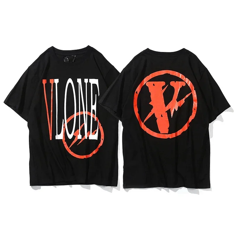 VLONE Black T-Shirt with Red Lightning Print