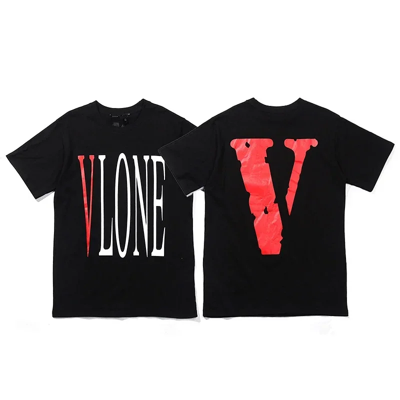 VLONE Black T-Shirt Red&White Print