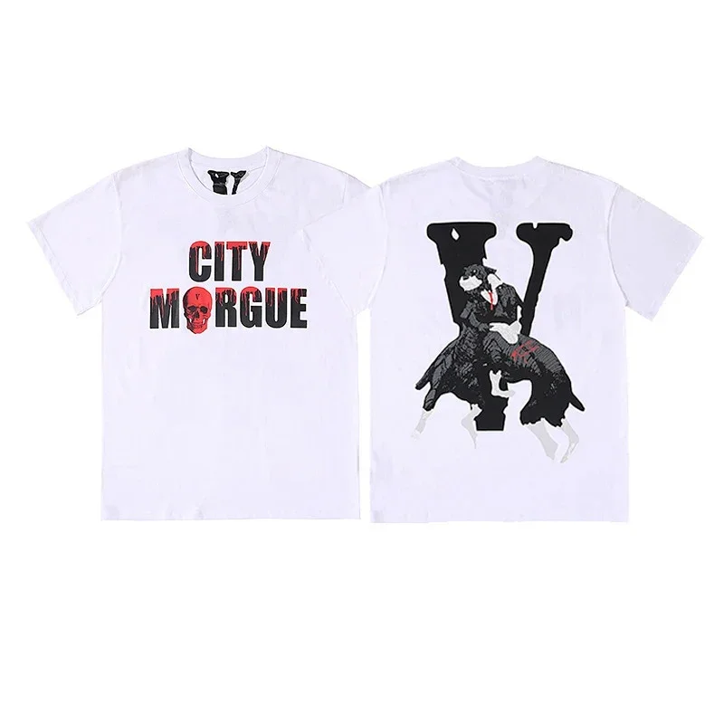 Vlone City Morgue Skull & V-Logo Graphic Tee