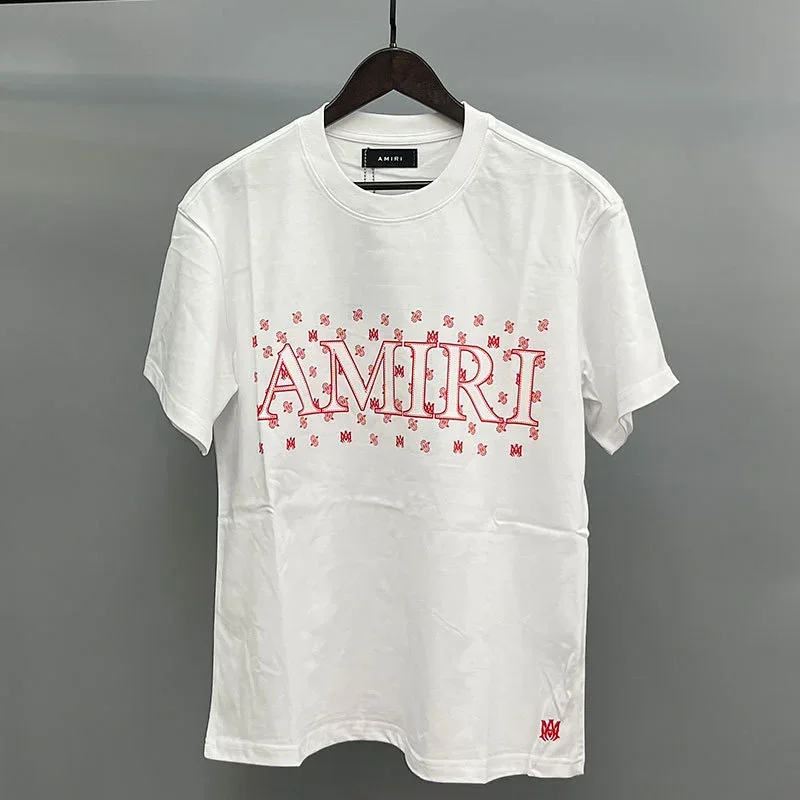 AMIRI White T-Shirt Red Logo Print