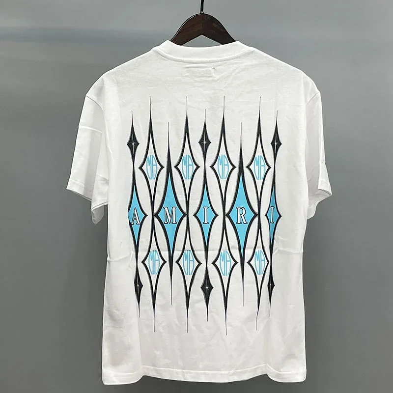 AMIRI White T-Shirt with Diamond Pattern