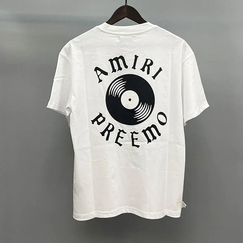 AMIRI White T-Shirt with Vinyl Record Back Print