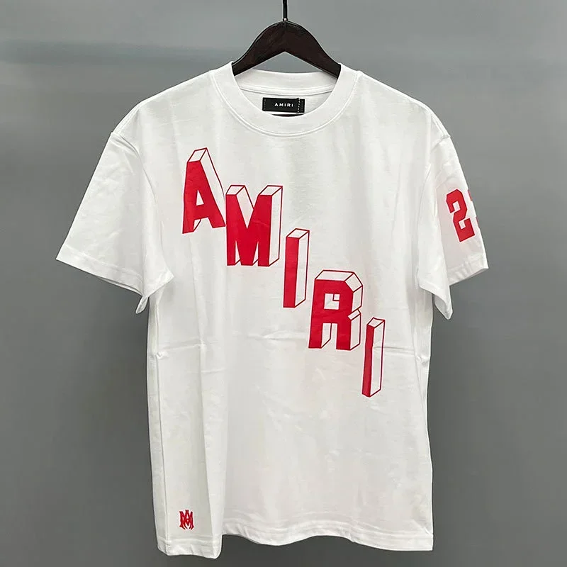 AMIRI White T-Shirt with Red 3D Print