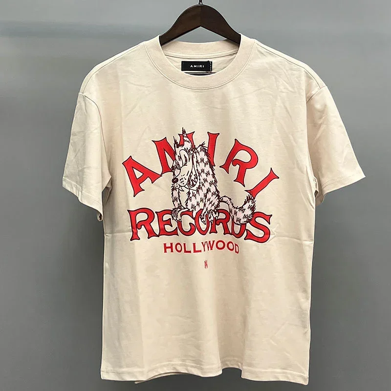 AMIRI Beige T-Shirt with Cartoon Graphic