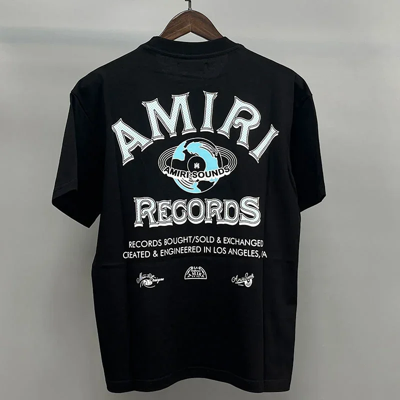 AMIRI Black T-Shirt with Back Records Print