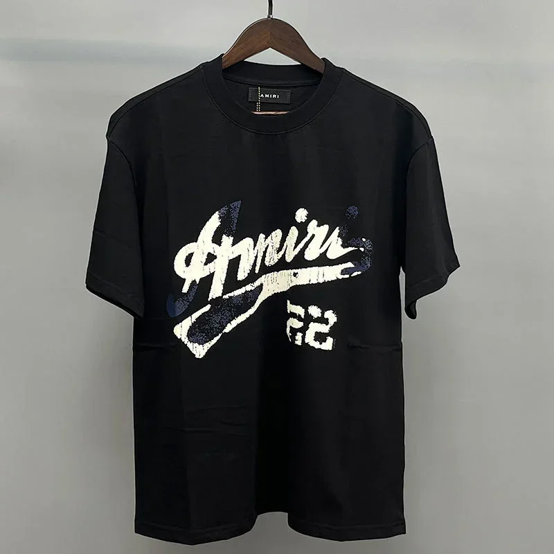 AMIRI Black T-Shirt with "62" Baseball Bat Print