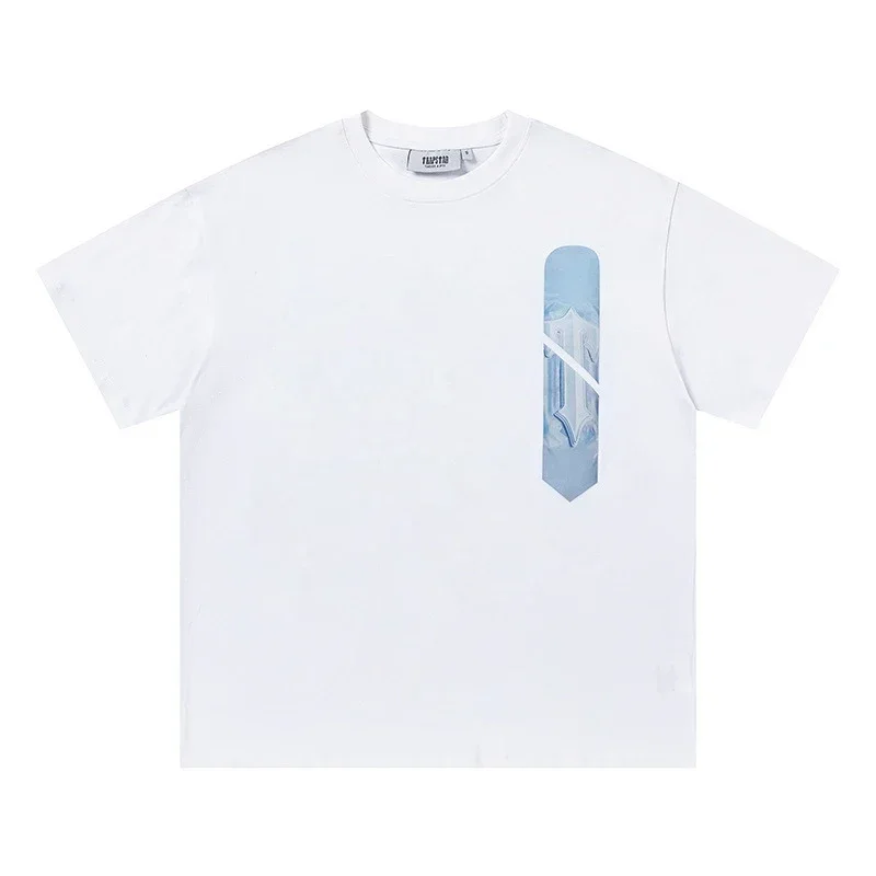 Turnthetables White T-Shirt Blue Vertical Graphic