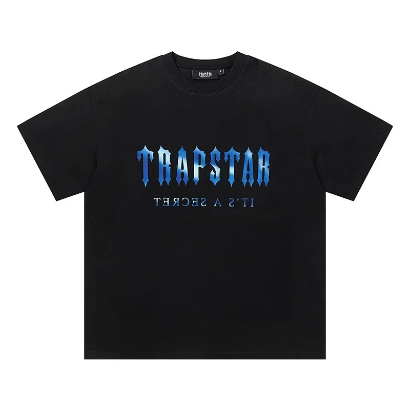 TRAPSTAR Black T-Shirt with Blue Print