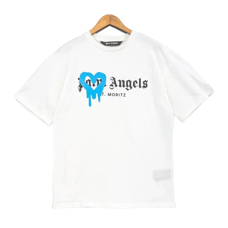Palm Angels Dripping Blue Heart T-Shirt