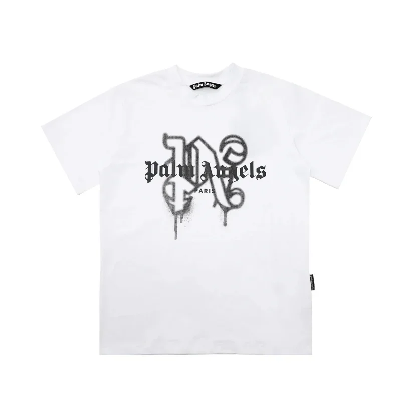 Palm Angels Graffiti Logo & Drip T-Shirt