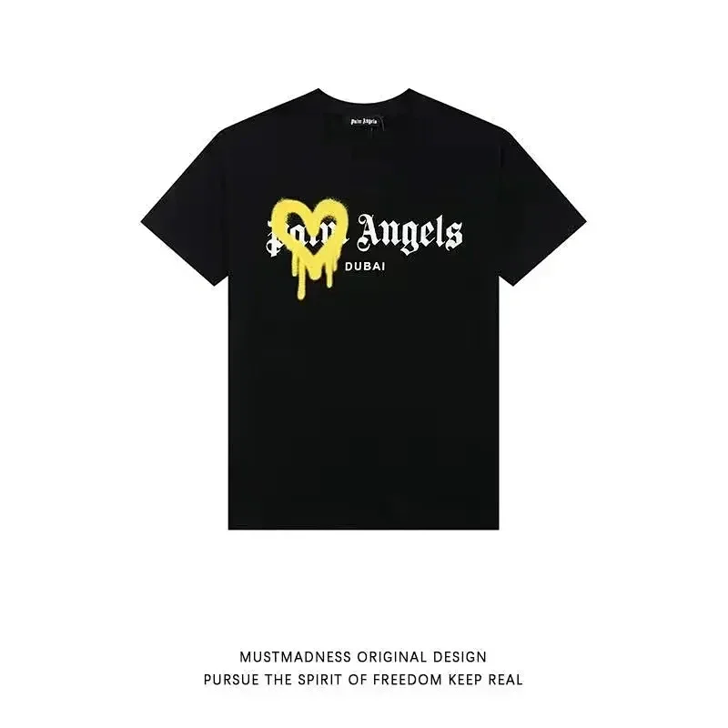 MUSTMADNESS Black T-Shirt: Dripping Heart & Palm Angels Dubai