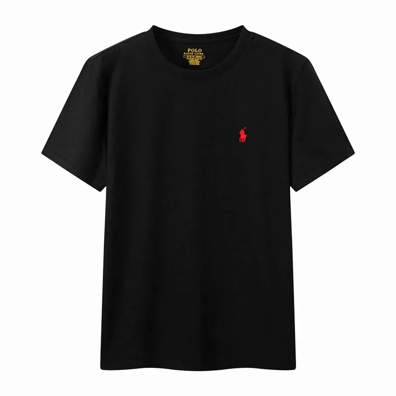 POLO Black T-Shirt with Red Polo Embroidery