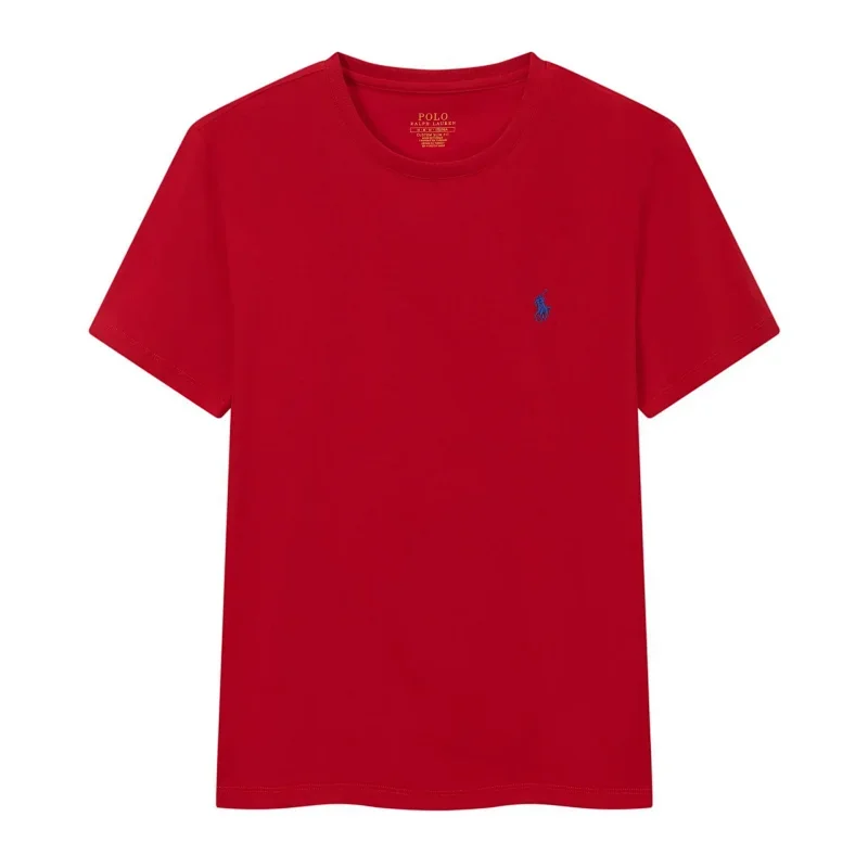 POLO Red T-Shirt with Blue Pony Embroidery