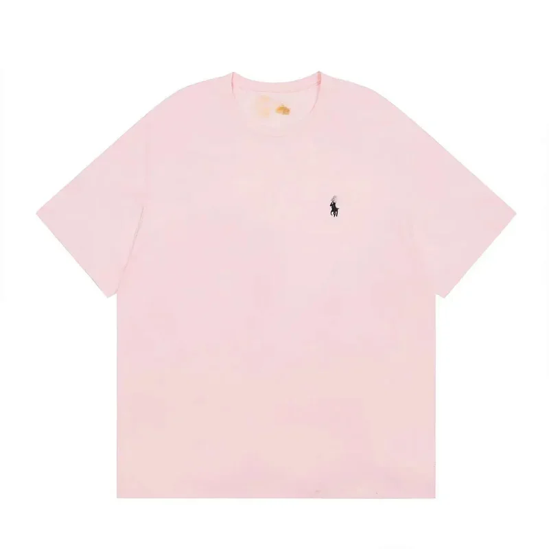 Polo Pink T-Shirt with Horse Rider Embroidery