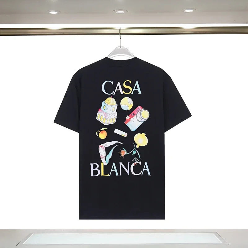 CASA BLANCA Black T-Shirt With Colorful Back Graphics