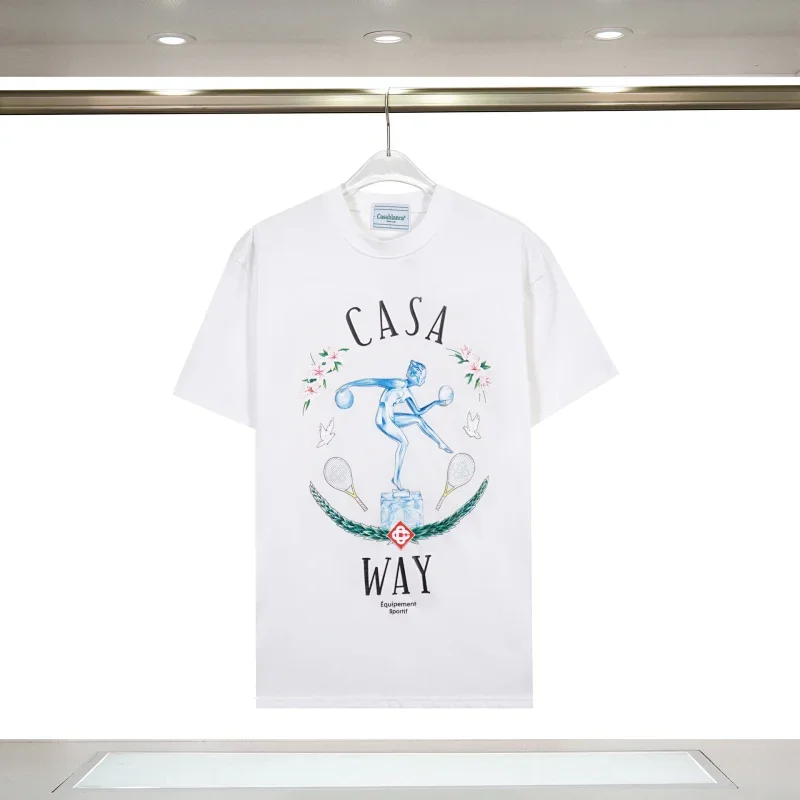 Casablanca White T-Shirt: CASA WAY Blue Sporty Graphic