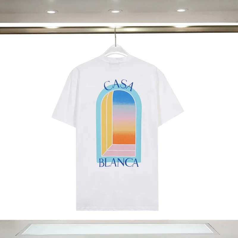 CASA BLANCA White T-Shirt with Colorful Arch Window Back