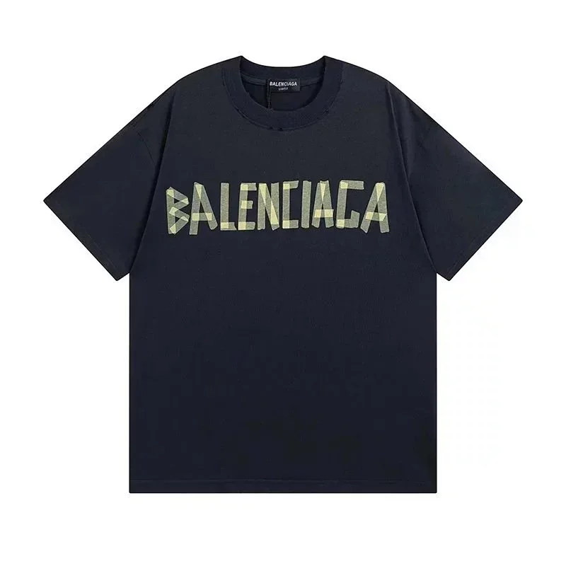 BALENCIAGA Black Checkered Logo T-Shirt