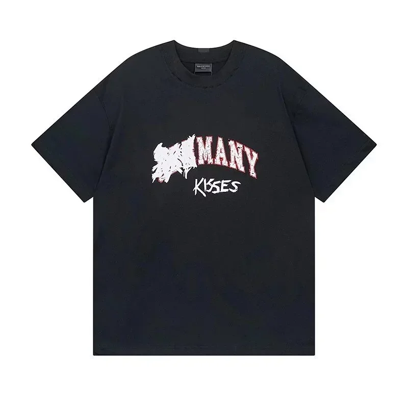 WE11DONE "MANY KISSES" Distressed T-Shirt