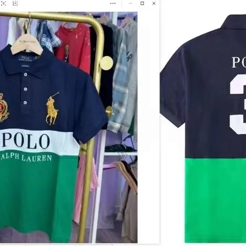 Polo RL Colorblock Gold Horse Embroidered Polo