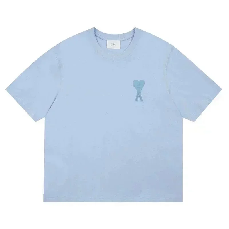 Ami Light Blue T-Shirt with Heart "A" Logo