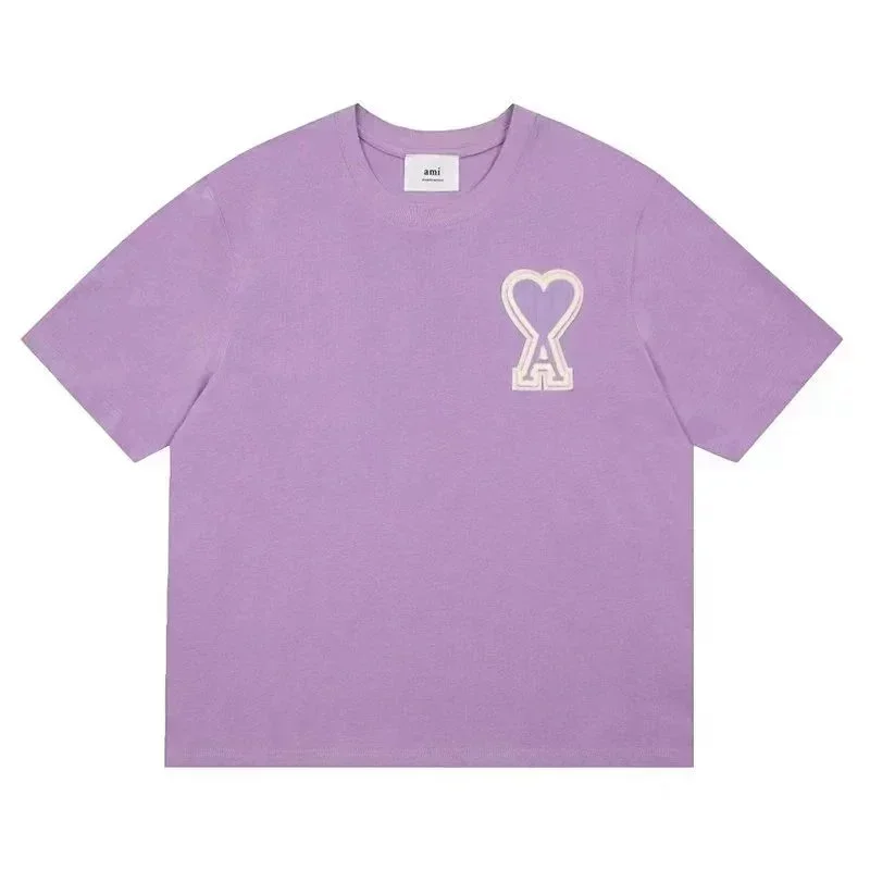 Ami Lavender T-Shirt With Heart A Embroidery