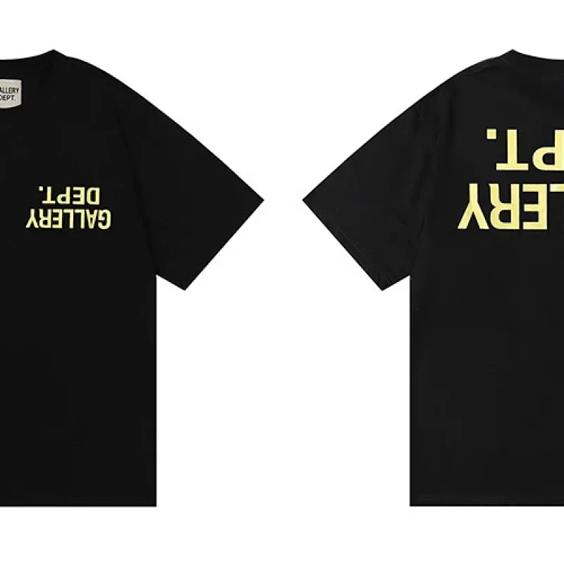 GALLERY DEPT Black T-Shirts Yellow Reverse Logo
