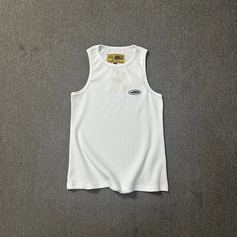 BIGBULK White Waffle Texture Sleeveless Tee