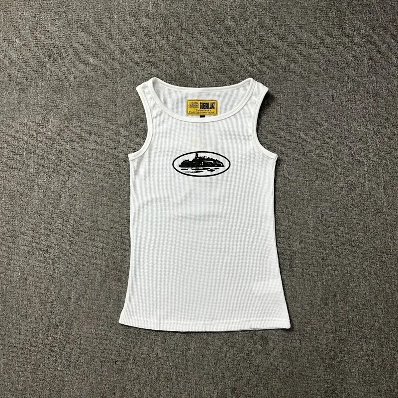 RELAX White Boat Print Waffle Tank Top