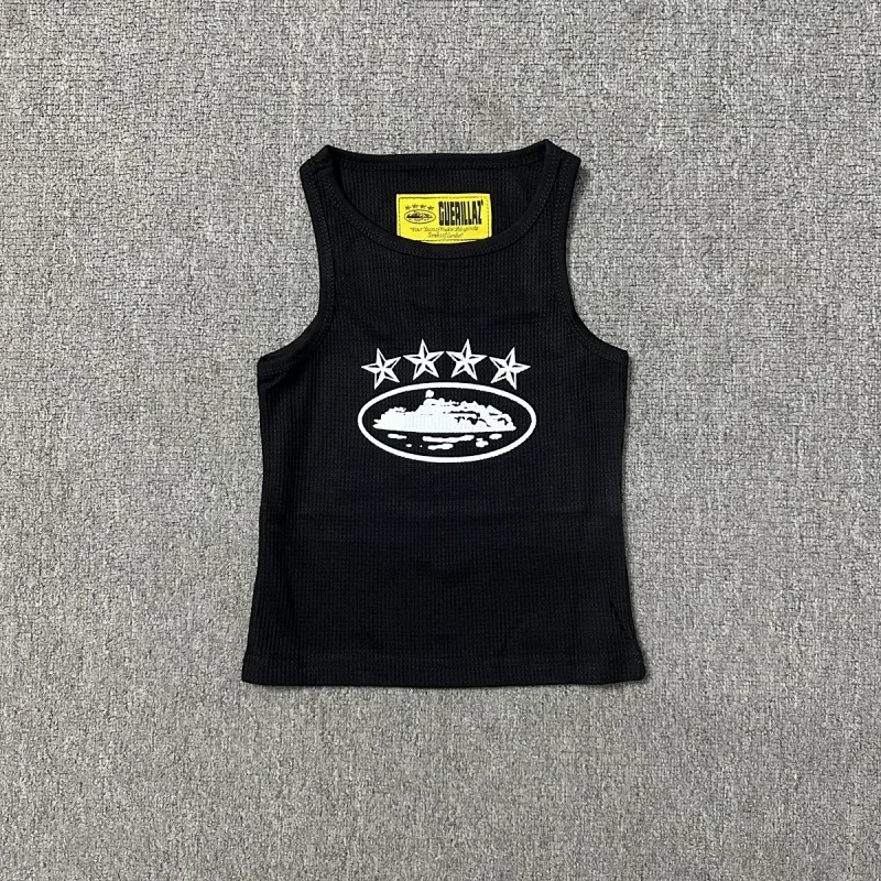 GUERRILLA Black Tank with White Star & Oval Pattern