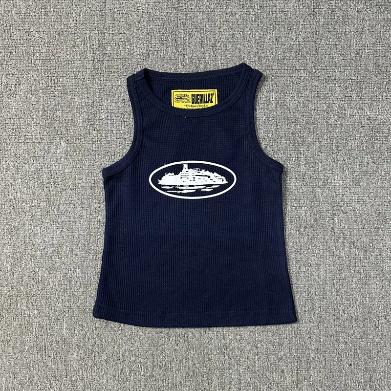 GUERILLAZ Navy Blue Ribbed Tank Top